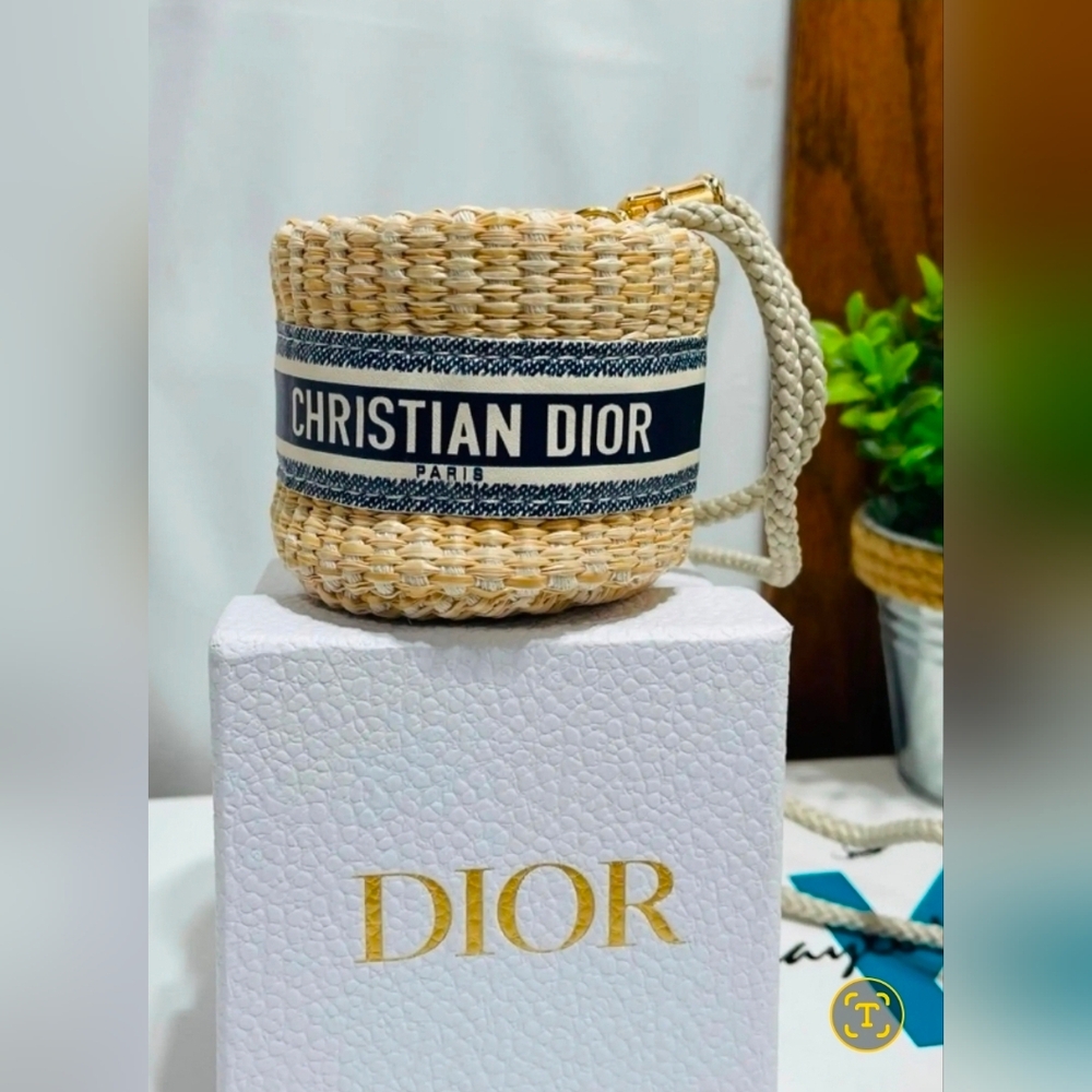 Dior GWP Mini Straw Bucket Bag With Box